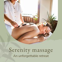 Serenity massage wellness template psd with hot stones background