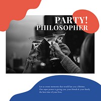 Party philosopher ad template vector event organizing social media post