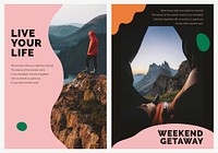 Travel mountain marketing template psd ad poster for agencies dual set