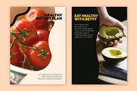 Healthy vegan template psd lifestyle marketing food poster set