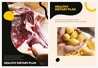 Healthy diet template psd marketing food poster set