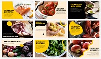 Healthy dietary plan template vector marketing food presentation set