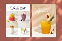 Healthy cafe poster template psd set