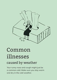 Common illnesses template psd caused by weather healthcare poster