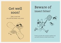 Common illnesses template vector set healthcare poster