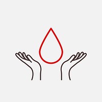 Blood donation helping hands vector illustration health charity concept in minimal line art style