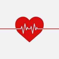 Red medical heartbeat line psd heart shape graphic in health charity concept