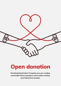 Open donation charity template vector blood donation campaign ad poster in minimal style 