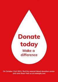 Donate today charity template psd blood donation campaign ad poste in minimal style