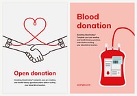 Blood donation campaign template psd ad poster in minimal style dual set