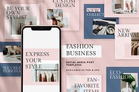 Fashion business social media vector post set