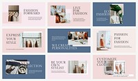 Fashion business presentation template psd set