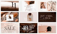 Fashion sale shopping template vector promotional aesthetic ad banner set