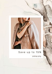 Fashion sale shopping template psd promotional aesthetic ad poster