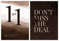 Aesthetic shopping promotion template vector buy 1 get 1 free ad poster dual set