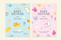 Cute baby shower invitation card templates vector