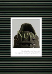 New unisex collection template psd poster for fashion and sale in green and dark tone