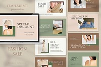 Presentation template psd set for earth tone fashion