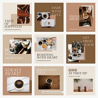 Cafe template vector set for social media post