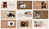 Morning coffee presentation template vector set minimal style