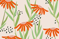 Daisy patterned psd pink background in retro style