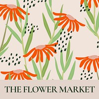 Market flower template vector for social media post