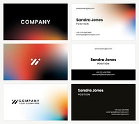 Gradient business card template vector for tech company in modern style set