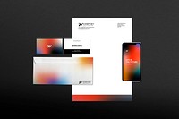 Corporate stationery set mockup psd in gradient modern style