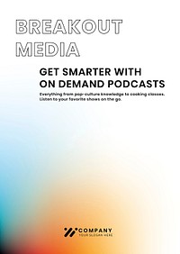 Breakout media podcast template psd tech company poster in modern gradient colors