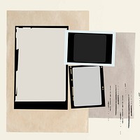 Vintage analog film frames vector aesthetic collage