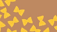 Farfalle pasta pattern background in brown bow shape border