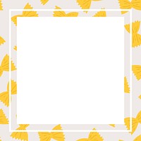 Cute farfalle pasta frame psd in square shape doodle food pattern