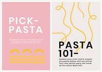 Cute pasta doodle template psd for food poster dual set