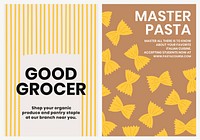 Cute pasta doodle template psd for food poster dual set