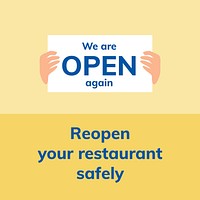 Restaurant reopening Instagram template, announcement we are open again