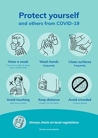 COVID 19 prevention poster template, vector coronavirus guidance