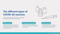 Coronavirus PowerPoint slide template, vector COVID 19 different vaccines printable gruidance