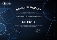 Proficiency certificate template, professional education, geometric design vector