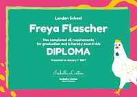 Diploma education certificate template, creative design for kids vector