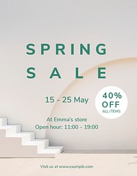 Sale poster editable template, minimal design psd