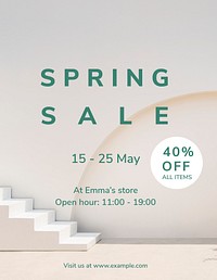 Sale poster editable template, minimal design vector