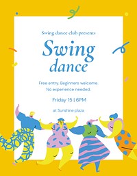 Swing dance template, event advertisement with cartoon psd