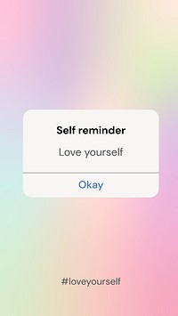 Aesthetic iPhone wallpaper template, self-love, gradient design vector