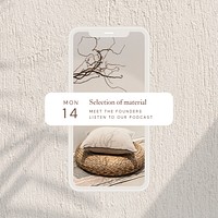 Aesthetic interior template, Instagram post psd