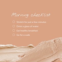 Morning checklist template, aesthetic cream texture vector