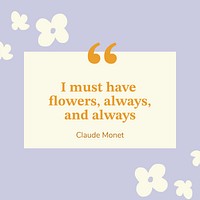 Cute flower template, Instagram post with inspirational quote psd