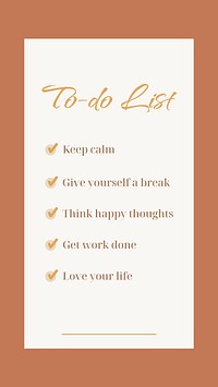 Checklist Instagram story template, self love design vector