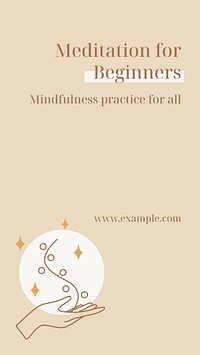 Meditation Instagram story template, editable beige self love design vector