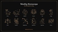 Astrology sign blog banner template, black and gold celestial design vector