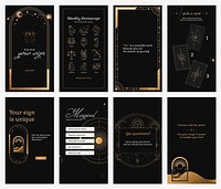 Horoscope quotes Facebook story templates, astrology signs design set vector